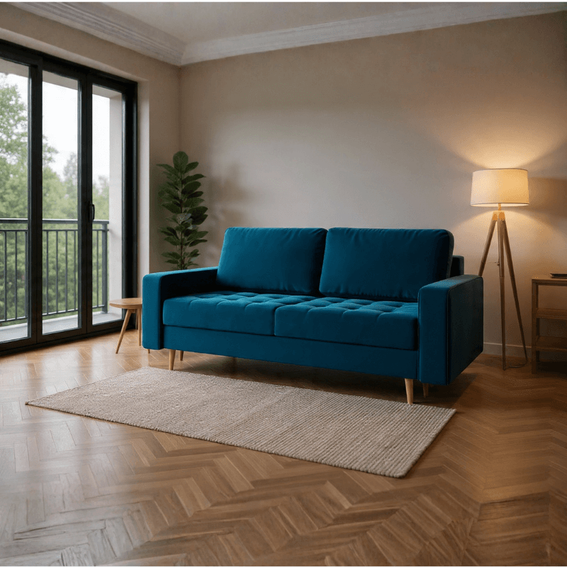 Sofa rozkładana WIKLA - turkusowe uniesienie