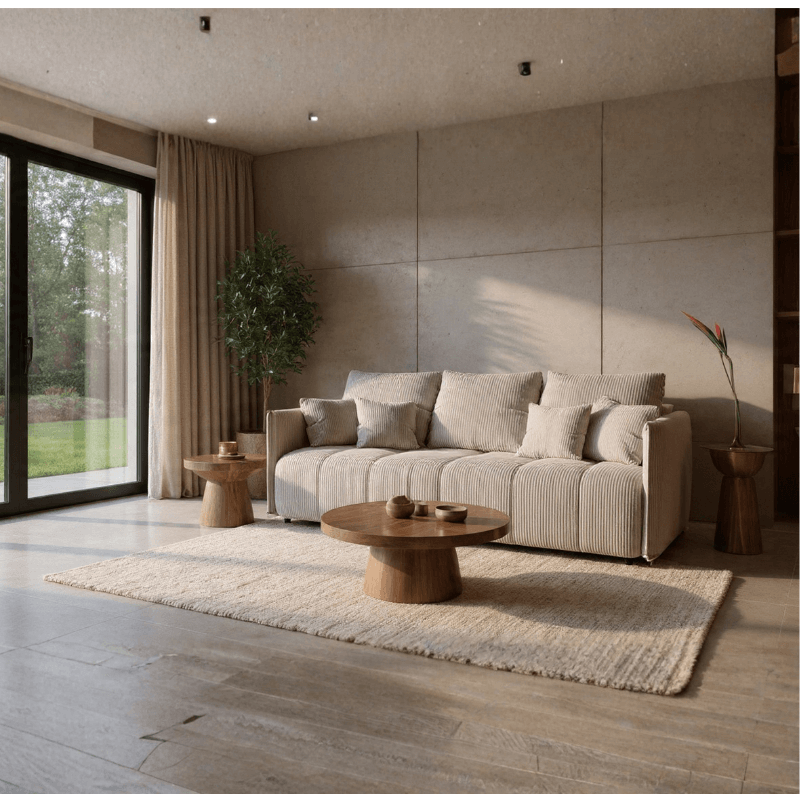 Sofa rozkładana MIVA - jasny sztruks