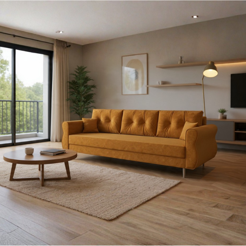 Sofa rozkładana ADIA - musztardowa